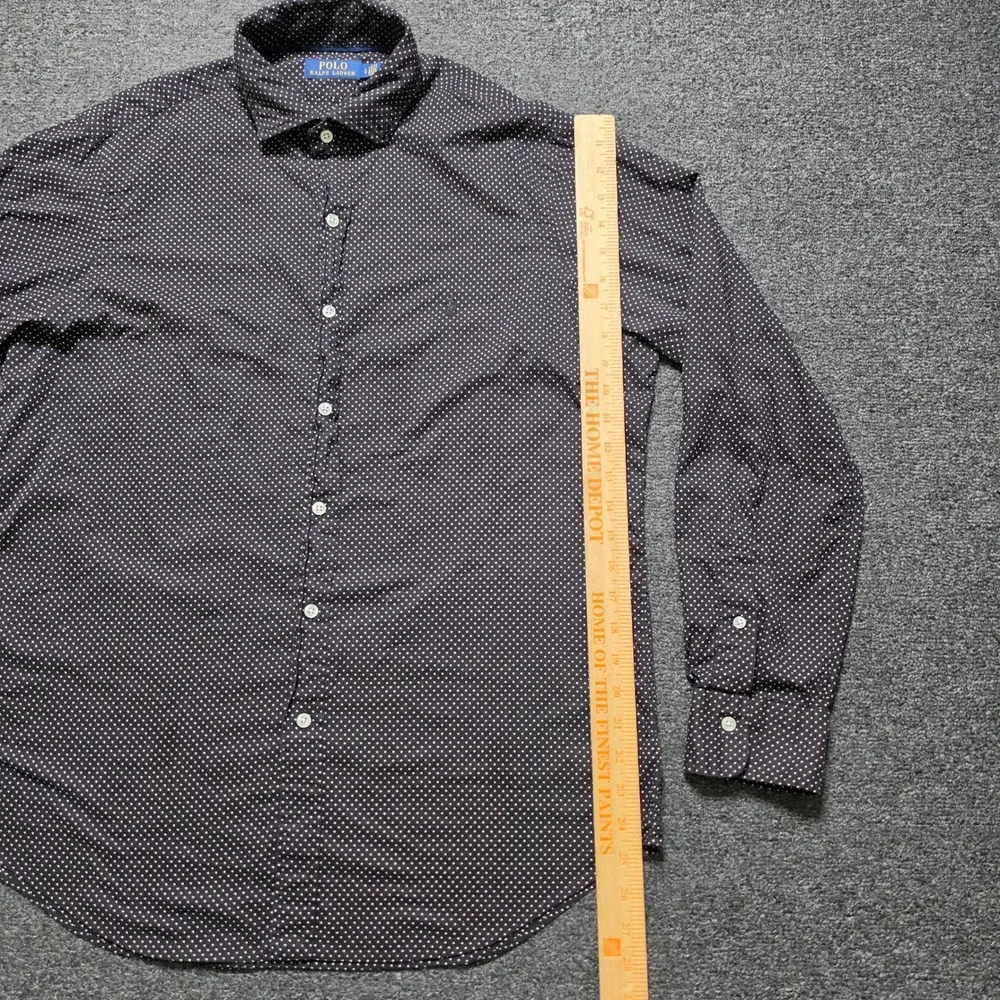 Polo Ralph Lauren Button Down Shirt Black White Polka Dot Mens Large Cotton Pony